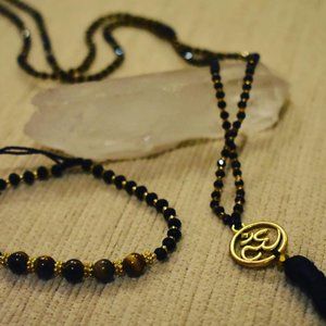 Balinese mala necklace with OM and bracelet